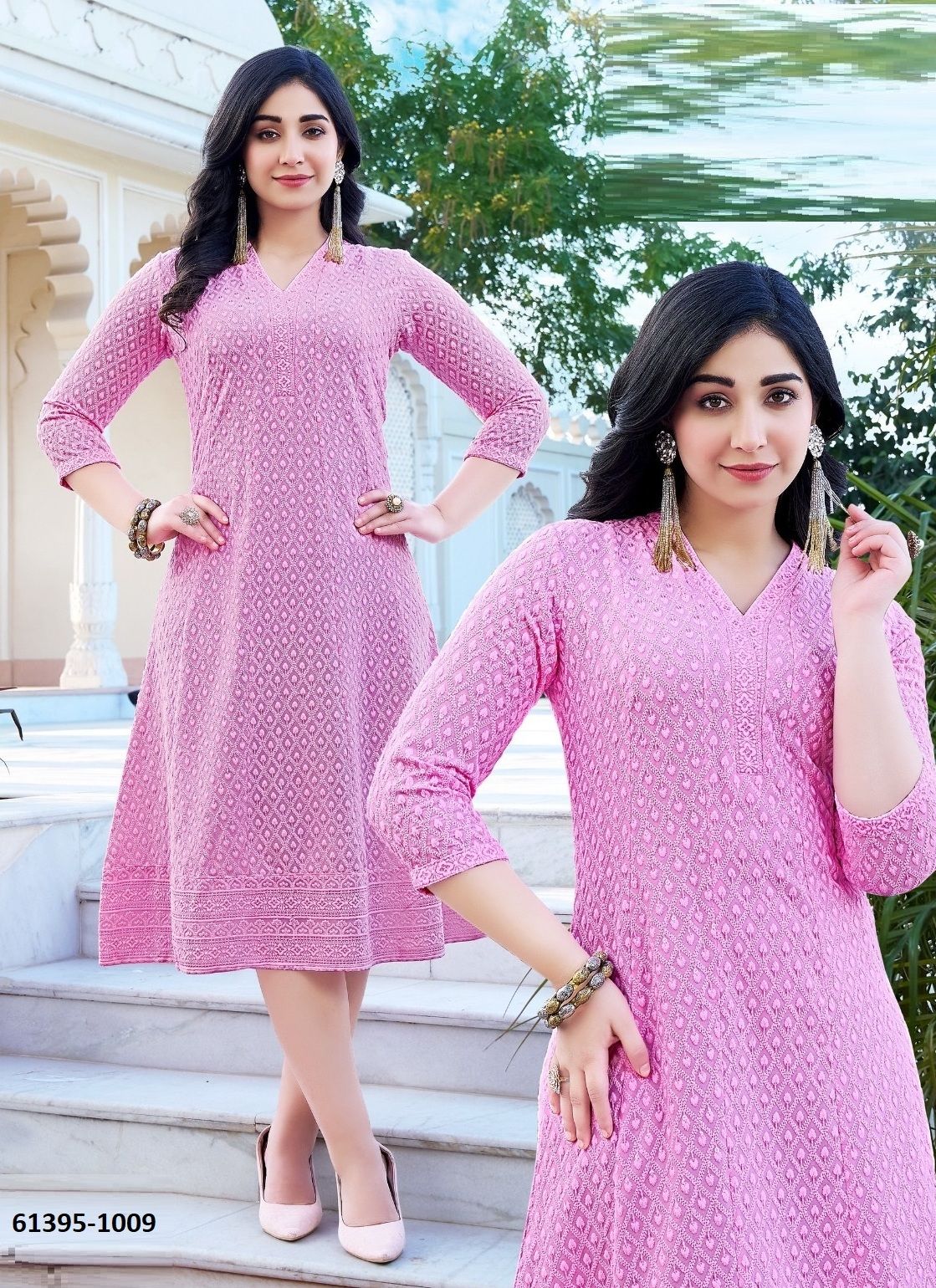 KATRINA ANARKALI - Catalog # 61395 (Set of 4 SIZE-SETS [Readymade Women's Kurtis / Tops]) by Desi Muse