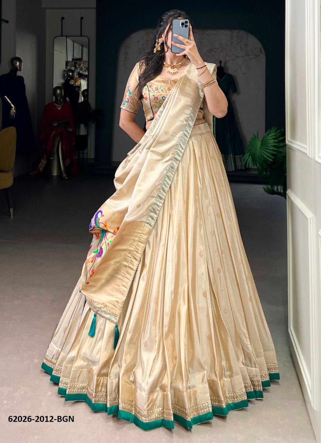 ONAM SPECIAL WEAR 2012 - Catalog # 62026 (Set of 3 Semi-Stitched Lehengas) by Jagraasa ONAM SPECIAL WEAR 2012 - Catalog # 62026 (Set of 3 Semi-Stitched Lehengas) by Jagraasa