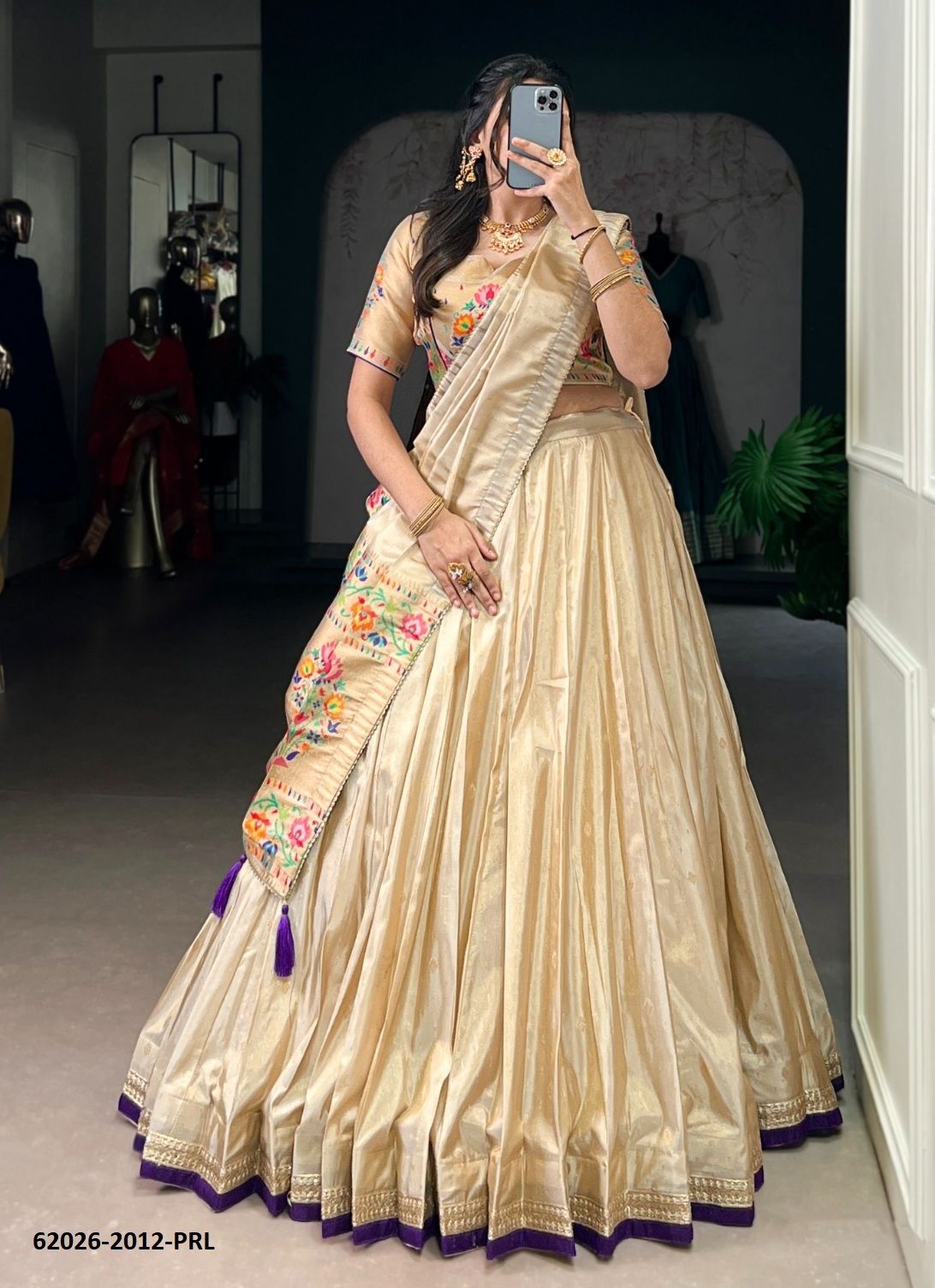 ONAM SPECIAL WEAR 2012 - Catalog # 62026 (Set of 3 Semi-Stitched Lehengas) by Jagraasa ONAM SPECIAL WEAR 2012 - Catalog # 62026 (Set of 3 Semi-Stitched Lehengas) by Jagraasa