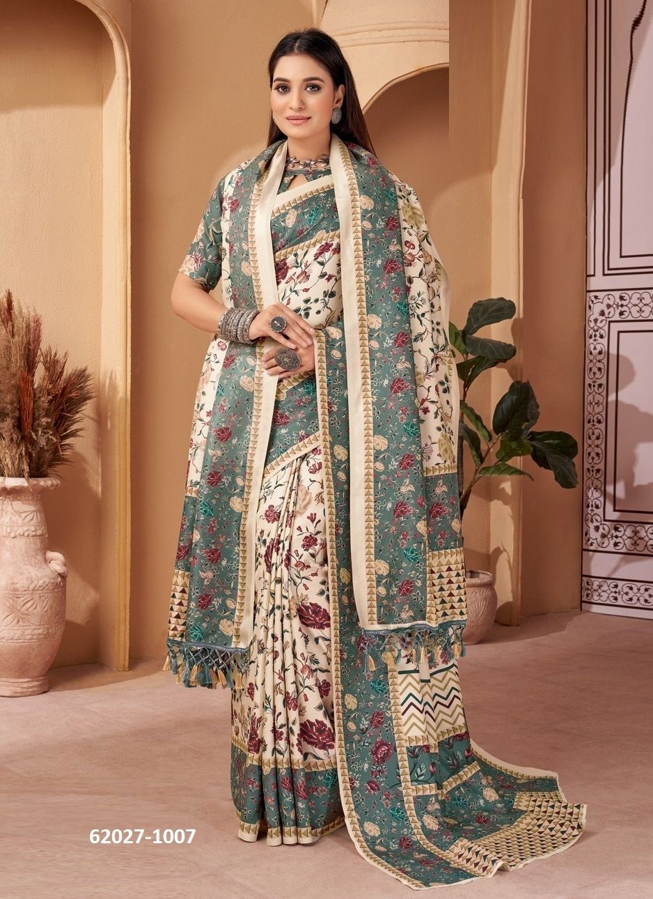PASHMINA SAREES WITH SHAWL - Catalog # 62027 (Set of 10 Sarees) by Meheriya PASHMINA SAREES WITH SHAWL - Catalog # 62027 (Set of 10 Sarees) by Meheriya