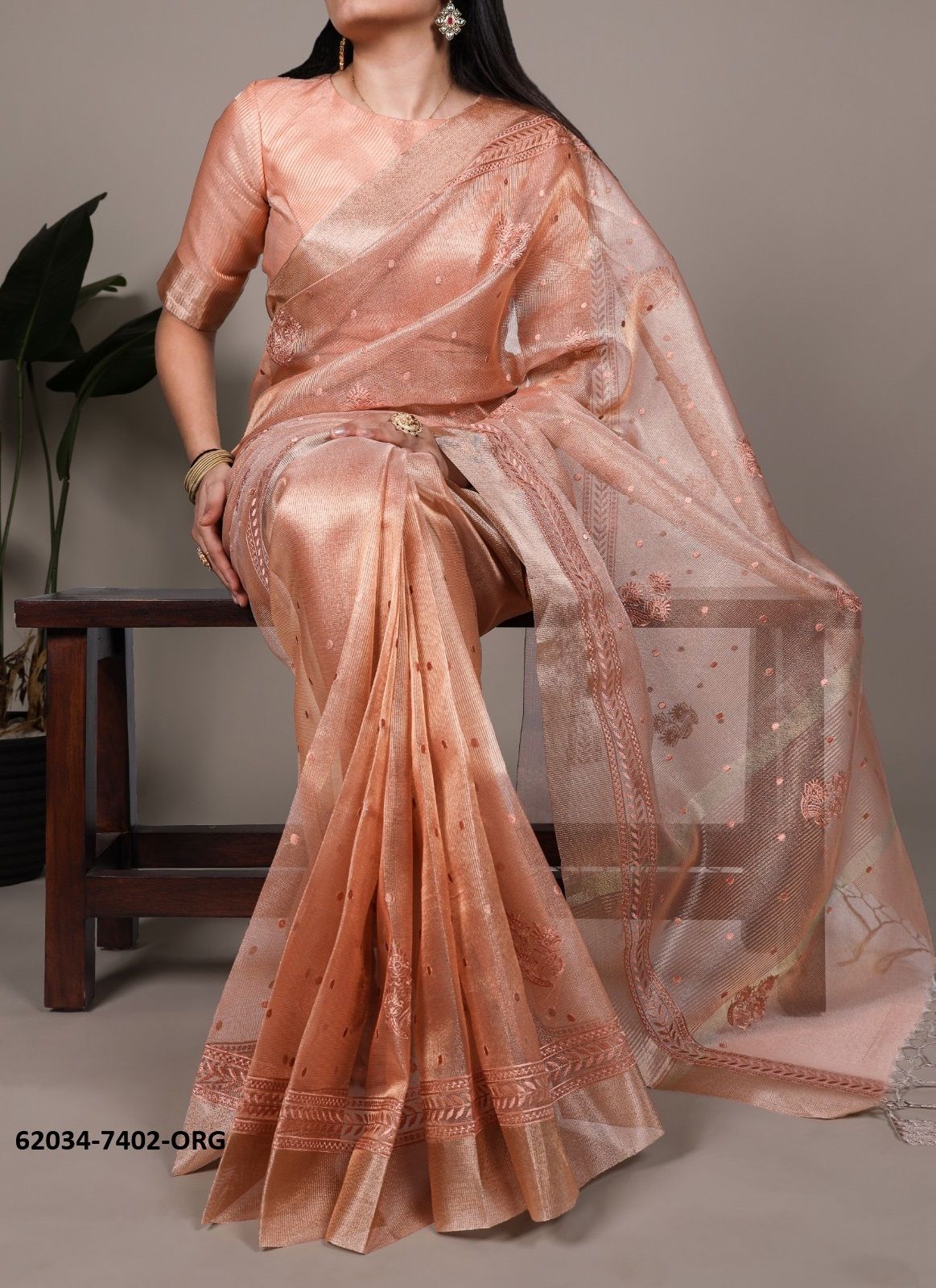 POLY SHIMMER 7402 - Catalog # 62034 (Set of 5 Sarees) by Meheriya