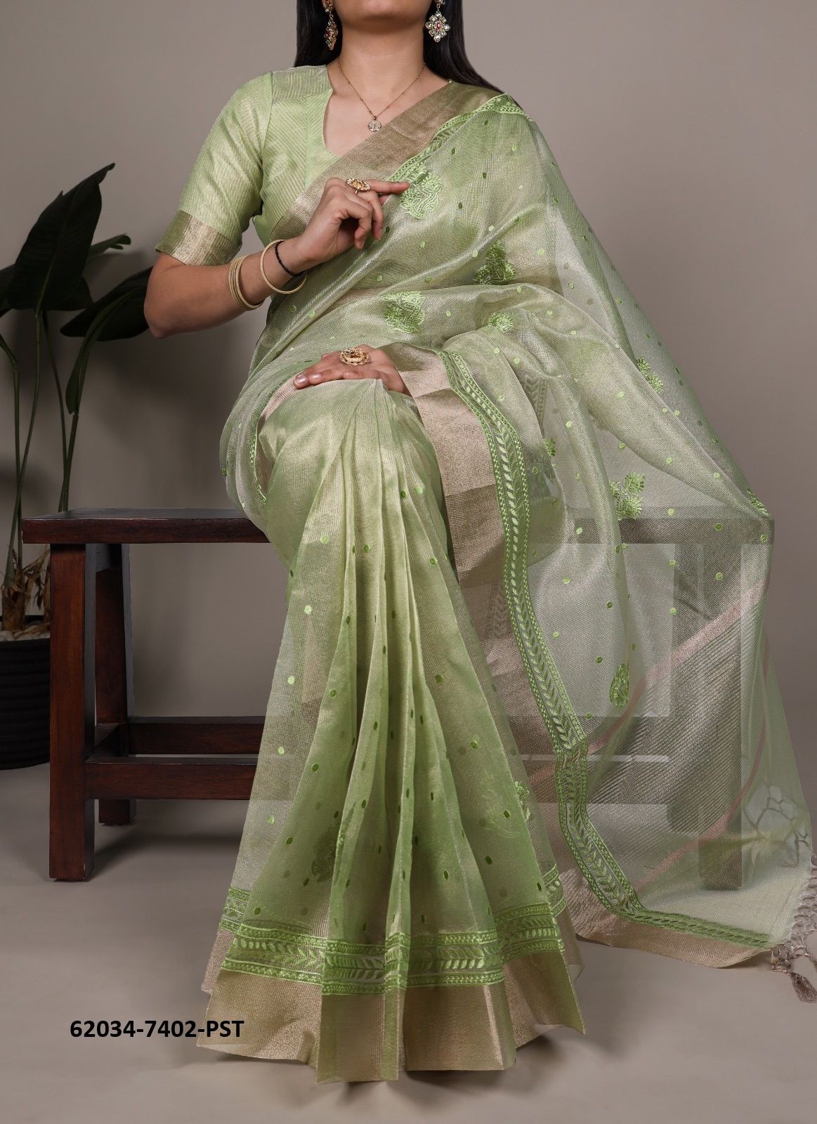 POLY SHIMMER 7402 - Catalog # 62034 (Set of 5 Sarees) by Meheriya