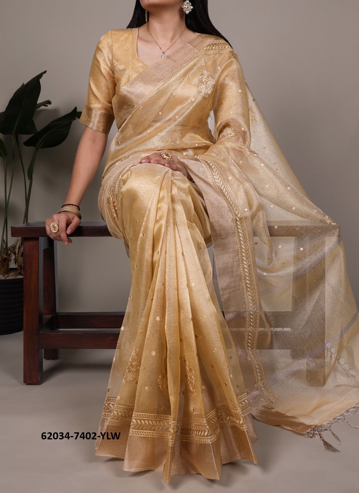 POLY SHIMMER 7402 - Catalog # 62034 (Set of 5 Sarees) by Meheriya