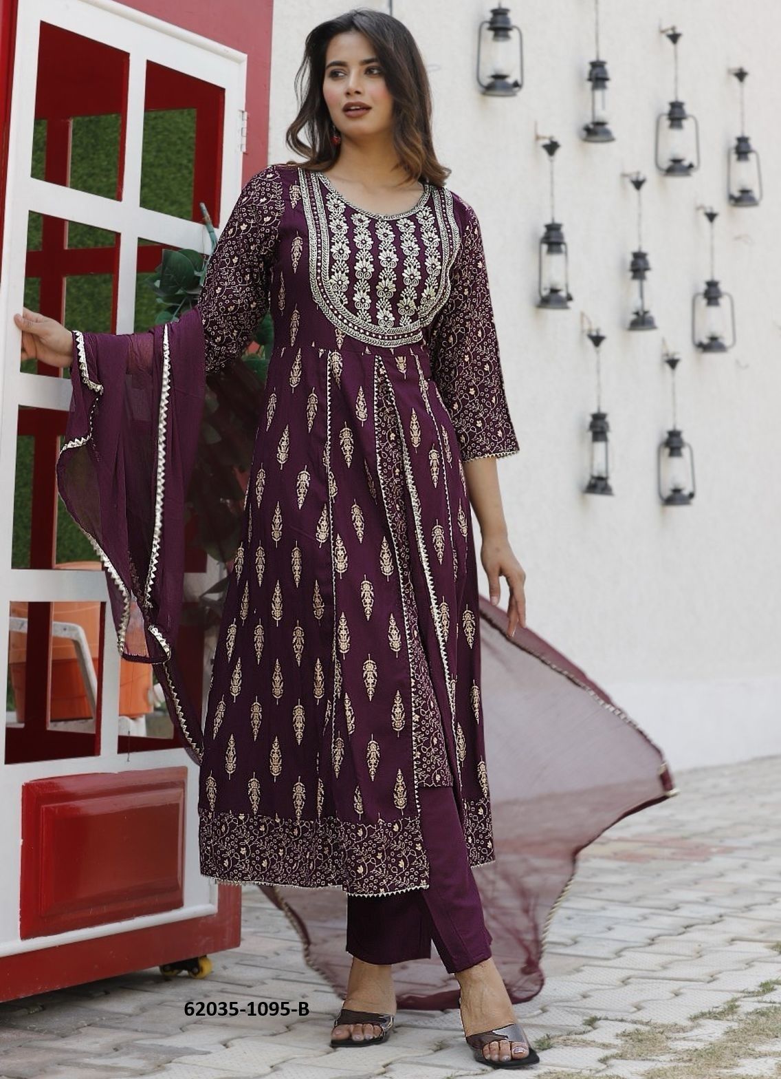 SERIES 1095 - Catalog # 62035 (Set of 4 Readymade Salwar Suits) by Aabharan