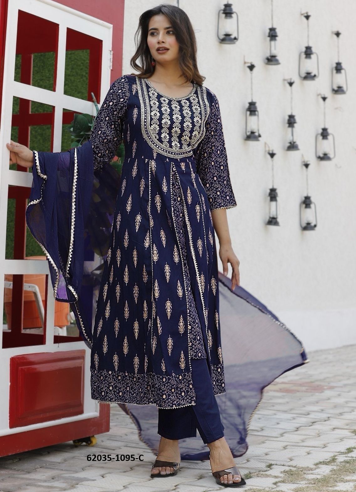 SERIES 1095 - Catalog # 62035 (Set of 4 Readymade Salwar Suits) by Aabharan