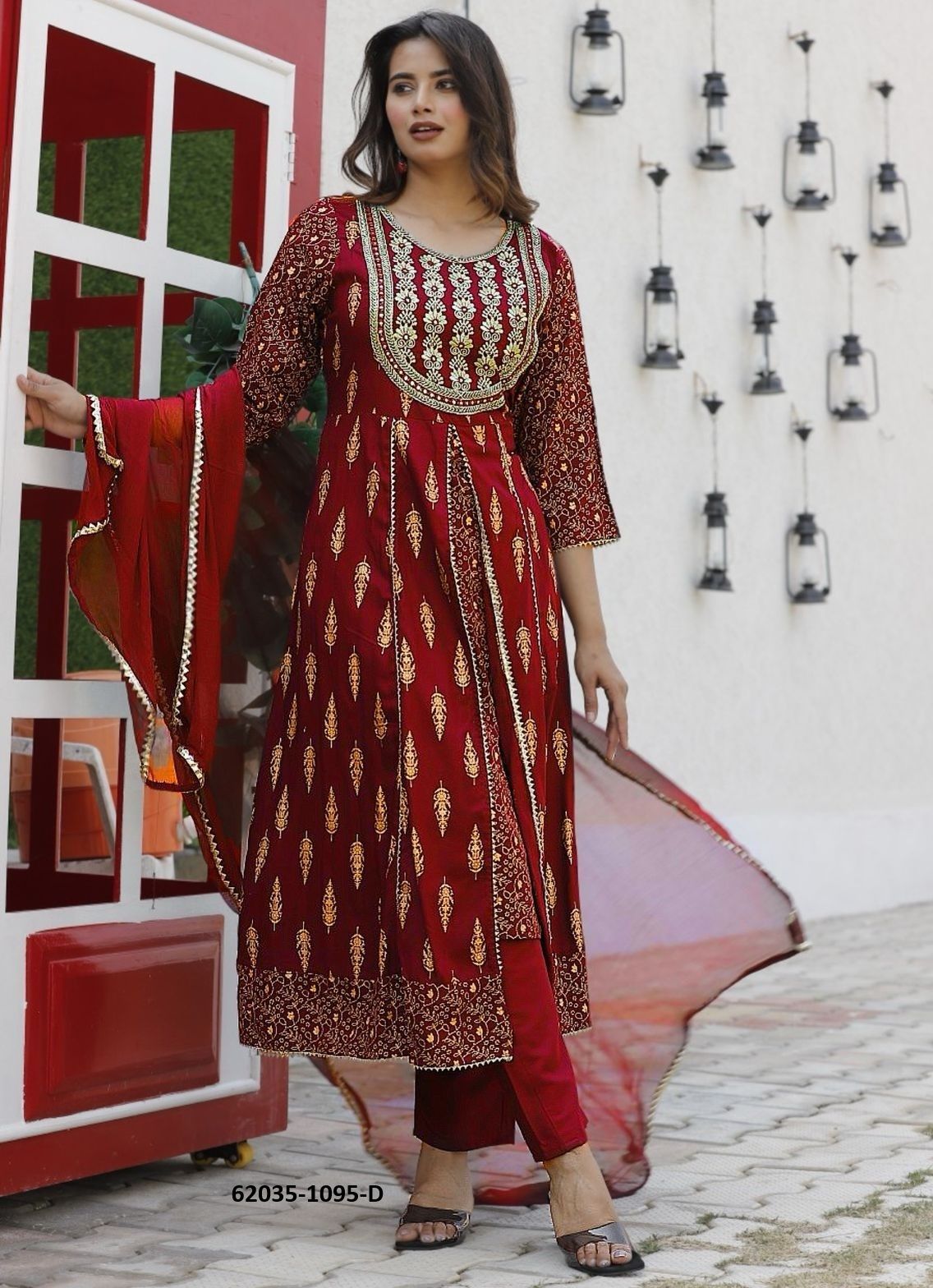SERIES 1095 - Catalog # 62035 (Set of 4 Readymade Salwar Suits) by Aabharan