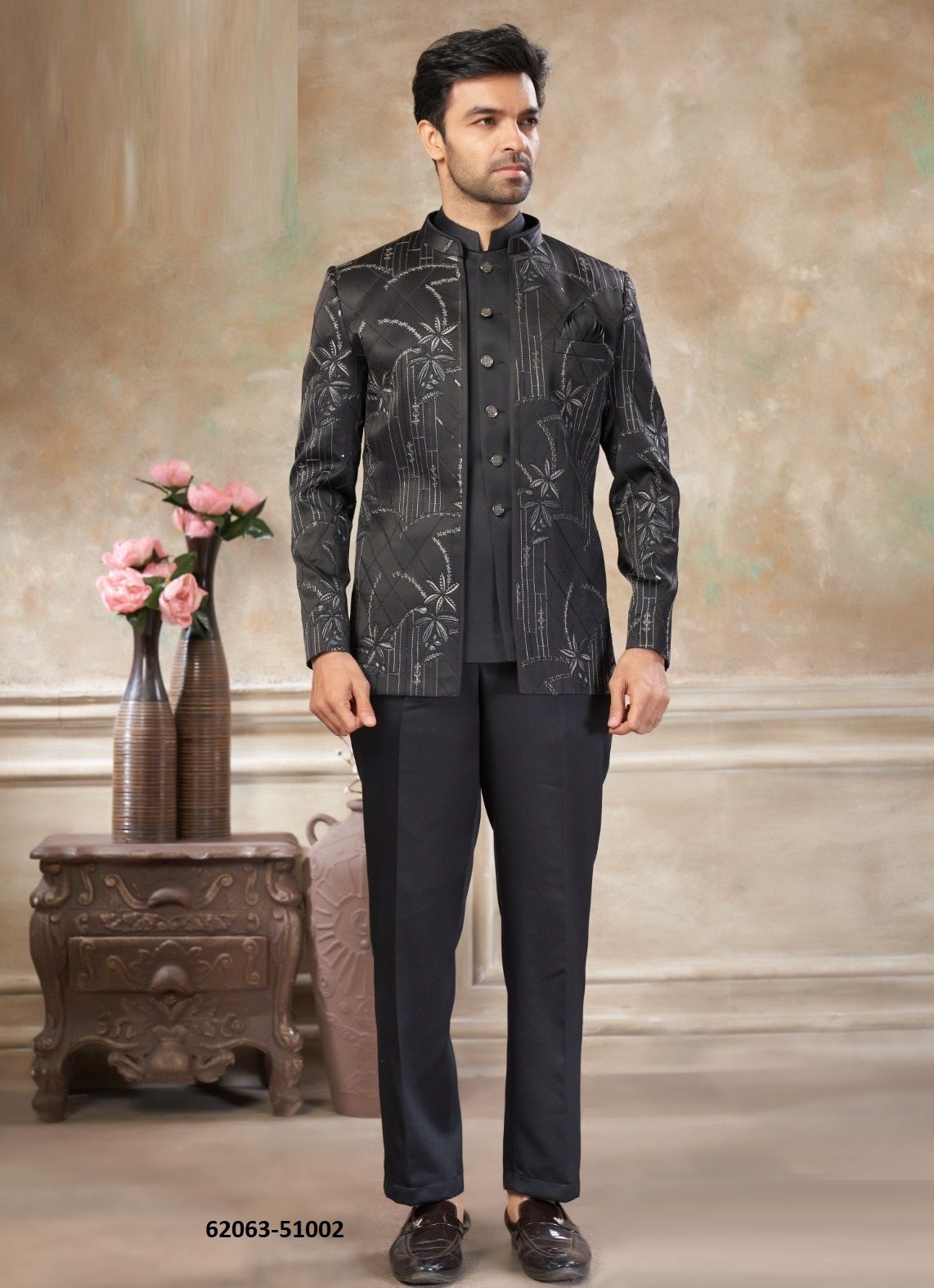 JODHPURI SUIT SET WEDDING COLLECTION 51 - Catalog # 62063 (Set of 10 Men's Ethnic Wear) by Desi Muse