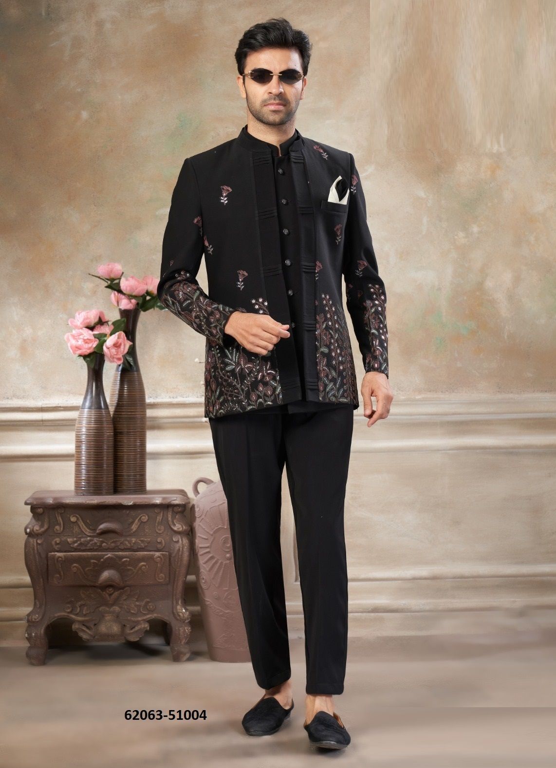 JODHPURI SUIT SET WEDDING COLLECTION 51 - Catalog # 62063 (Set of 10 Men's Ethnic Wear) by Desi Muse
