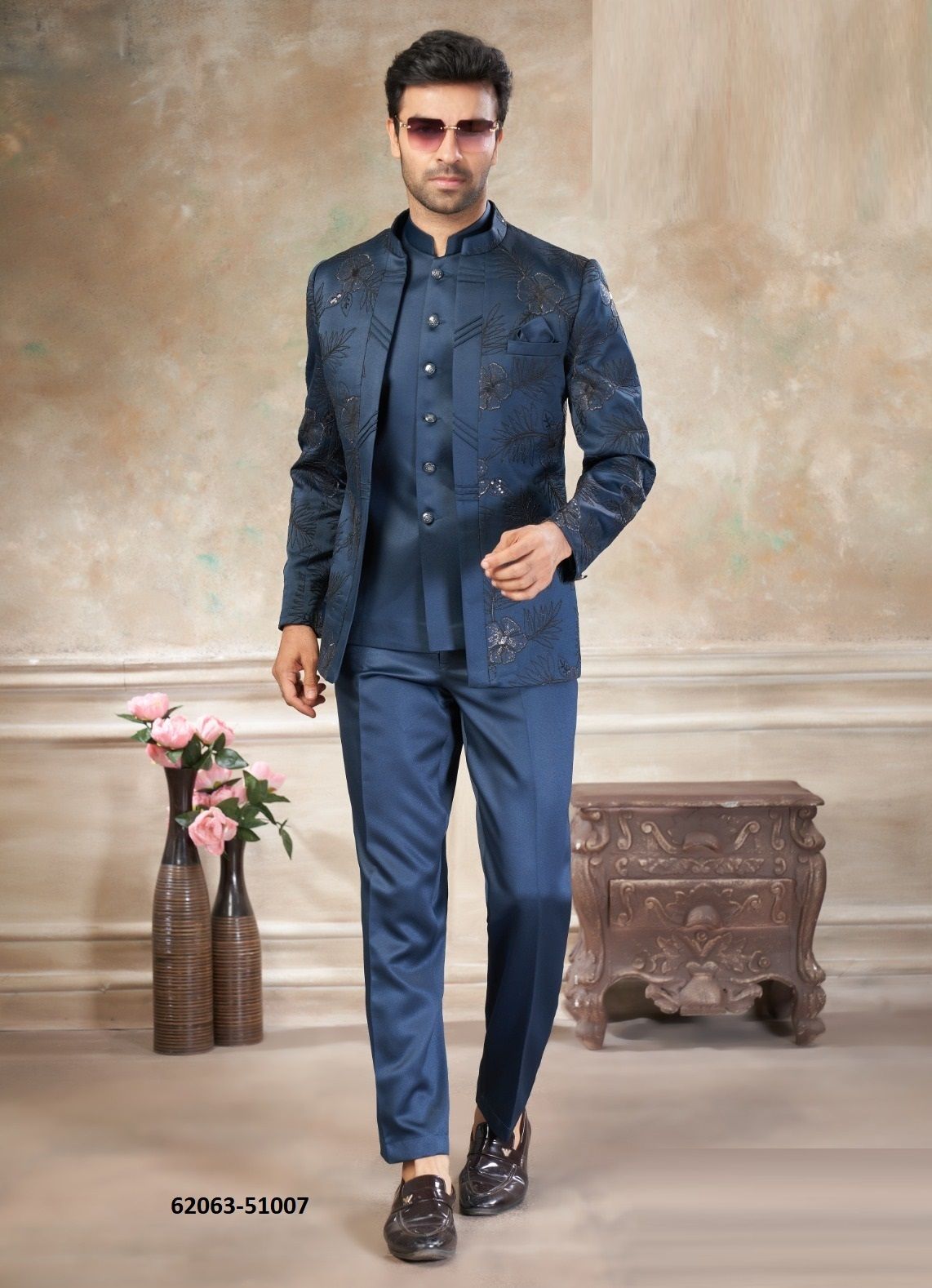 JODHPURI SUIT SET WEDDING COLLECTION 51 - Catalog # 62063 (Set of 10 Men's Ethnic Wear) by Desi Muse