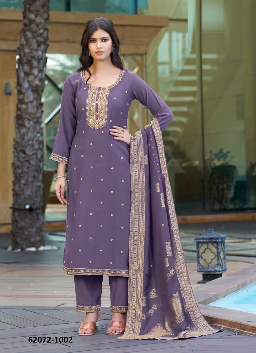HANSIKA - Catalog # 62072 (Set of 6 Readymade Salwar Suits) by Woodee Ahmedabad
