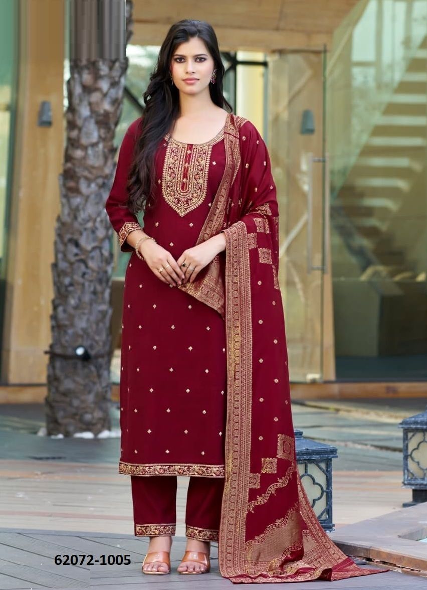 HANSIKA - Catalog # 62072 (Set of 6 Readymade Salwar Suits) by Woodee Ahmedabad
