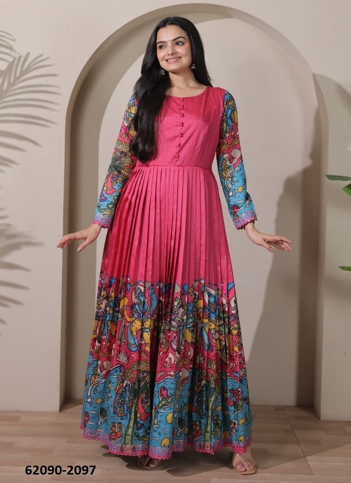 TUSSER SILK 2096-2097 - Catalog # 62090 (Set of 2 Readymade Gowns) by Aabharan TUSSER SILK 2096-2097 - Catalog # 62090 (Set of 2 Readymade Gowns) by Aabharan