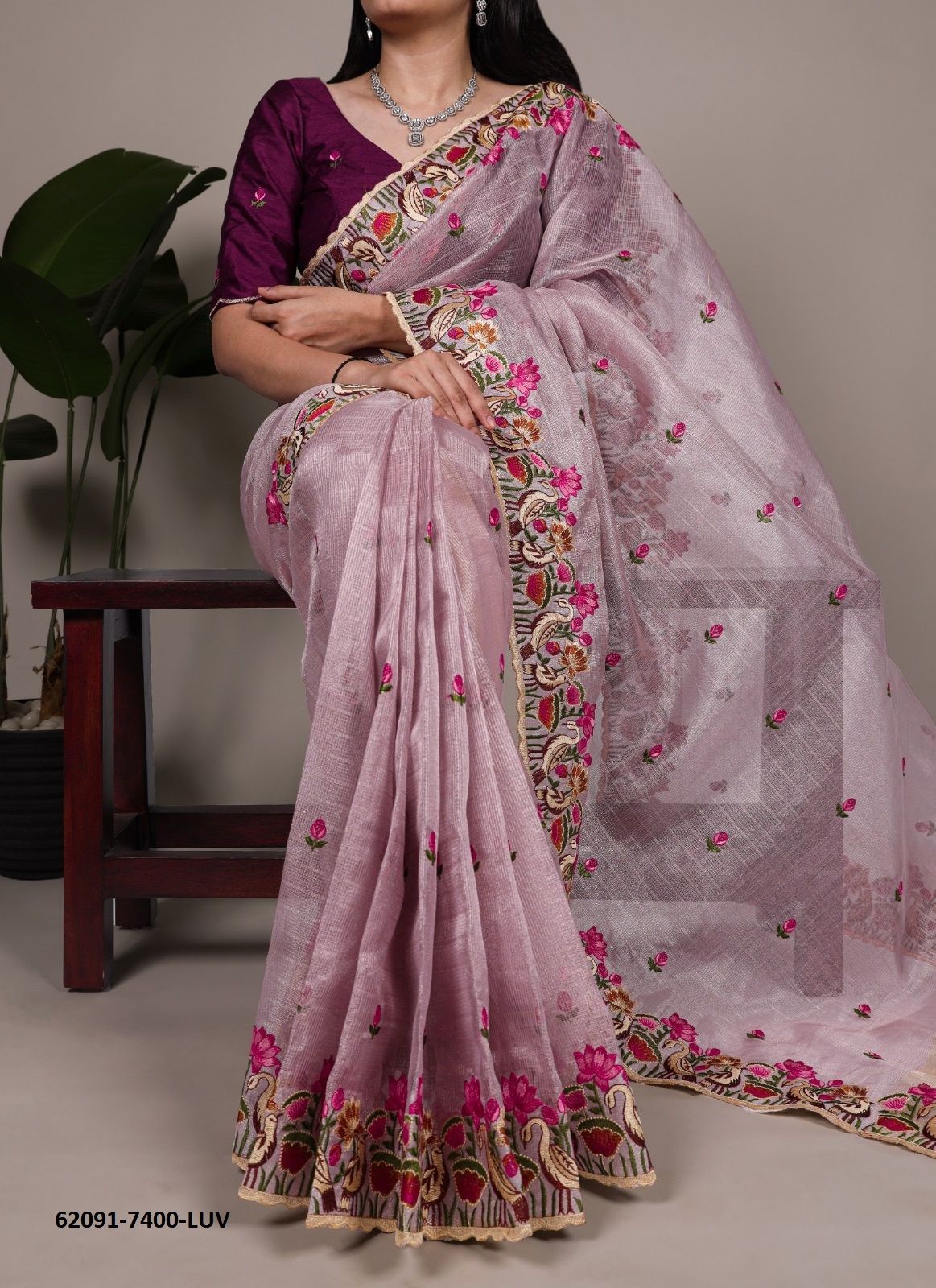 ZARI KOTA TISSUE 7400 - Catalog # 62091 (Set of 6 Sarees) by Serengeti