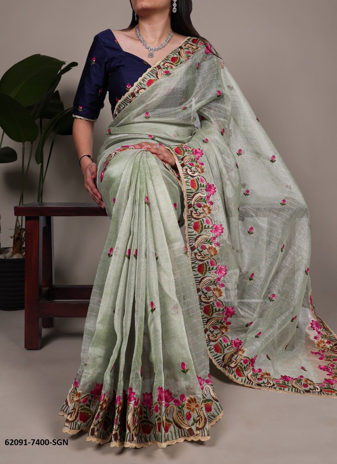 ZARI KOTA TISSUE 7400 - Catalog # 62091 (Set of 6 Sarees) by Serengeti