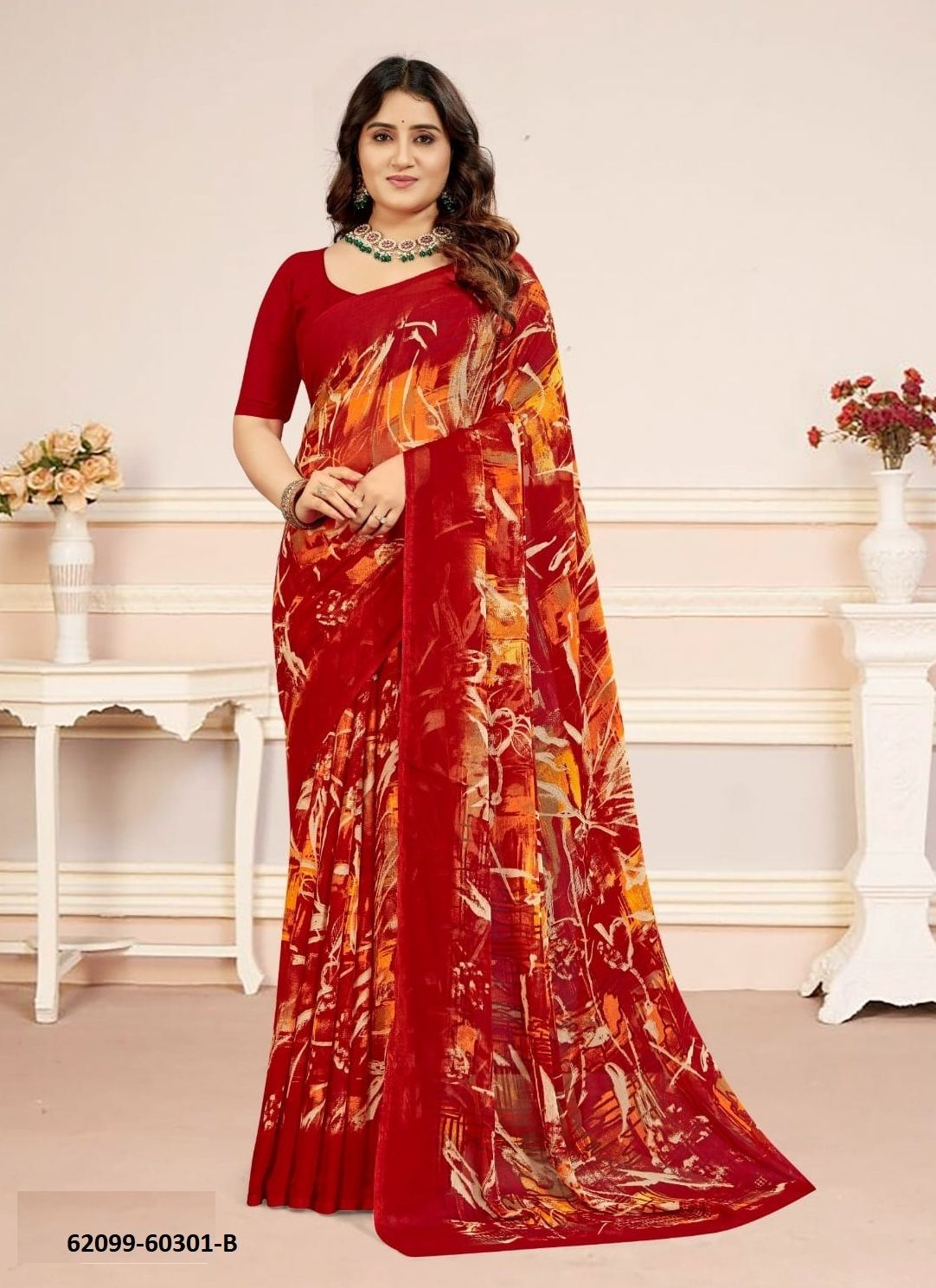 STAR CHIFFON 218 - Catalog # 62099 (Set of 12 Sarees) by Ruchi Sarees