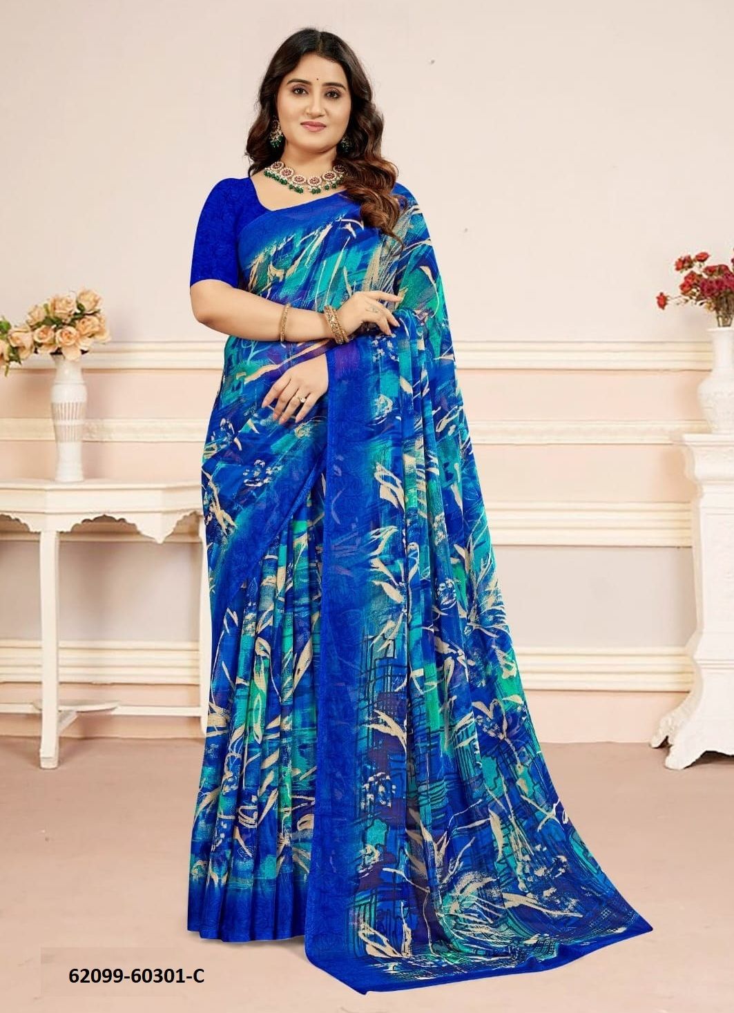 STAR CHIFFON 218 - Catalog # 62099 (Set of 12 Sarees) by Ruchi Sarees