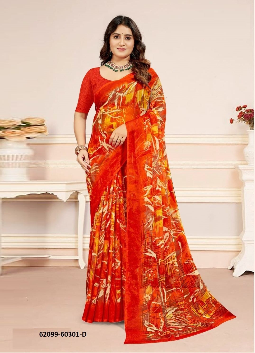 STAR CHIFFON 218 - Catalog # 62099 (Set of 12 Sarees) by Ruchi Sarees