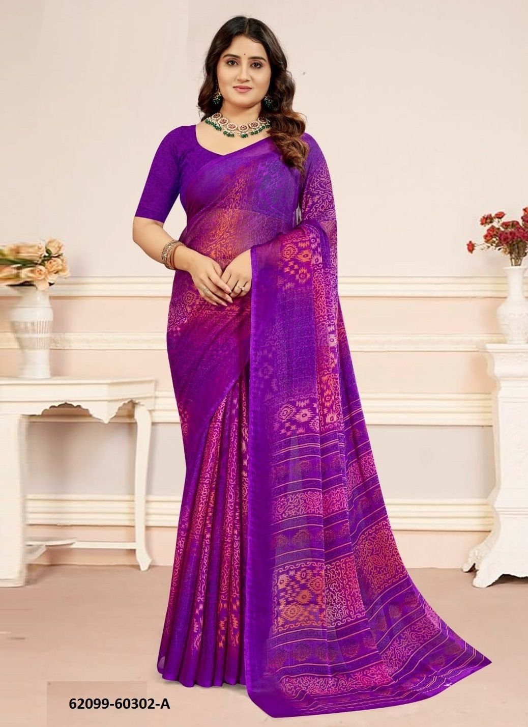 STAR CHIFFON 218 - Catalog # 62099 (Set of 12 Sarees) by Ruchi Sarees