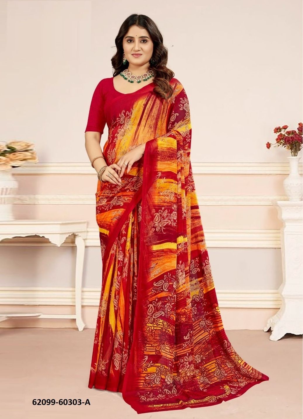 STAR CHIFFON 218 - Catalog # 62099 (Set of 12 Sarees) by Ruchi Sarees