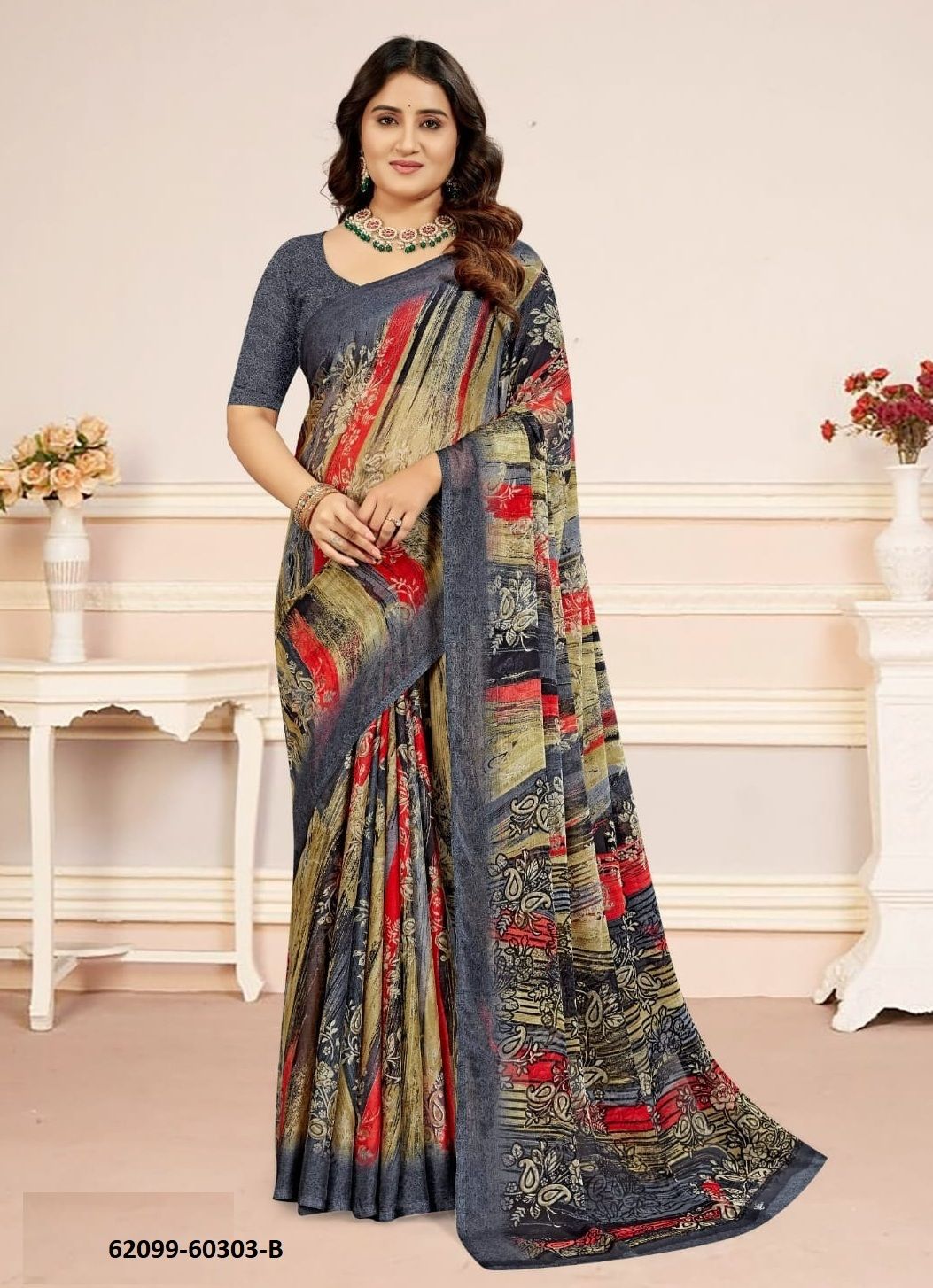 STAR CHIFFON 218 - Catalog # 62099 (Set of 12 Sarees) by Ruchi Sarees