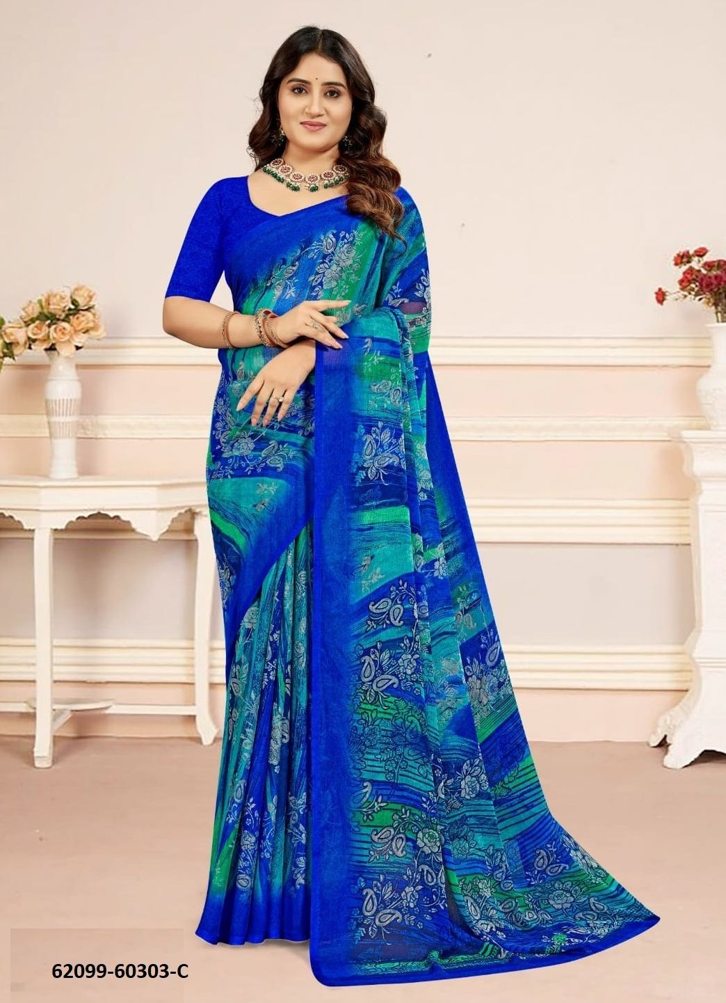 STAR CHIFFON 218 - Catalog # 62099 (Set of 12 Sarees) by Ruchi Sarees
