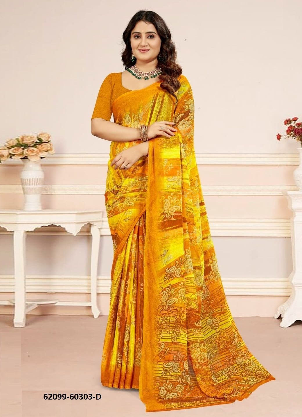 STAR CHIFFON 218 - Catalog # 62099 (Set of 12 Sarees) by Ruchi Sarees
