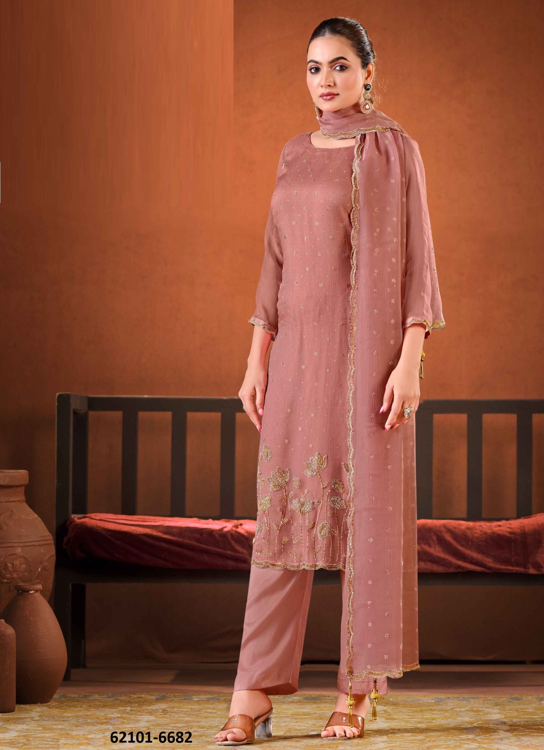 SOLITAIRE 2 - Catalog # 62101 (Set of 6 Semi-Stitched / Un-Stitched Suits) by Vipul Fashions