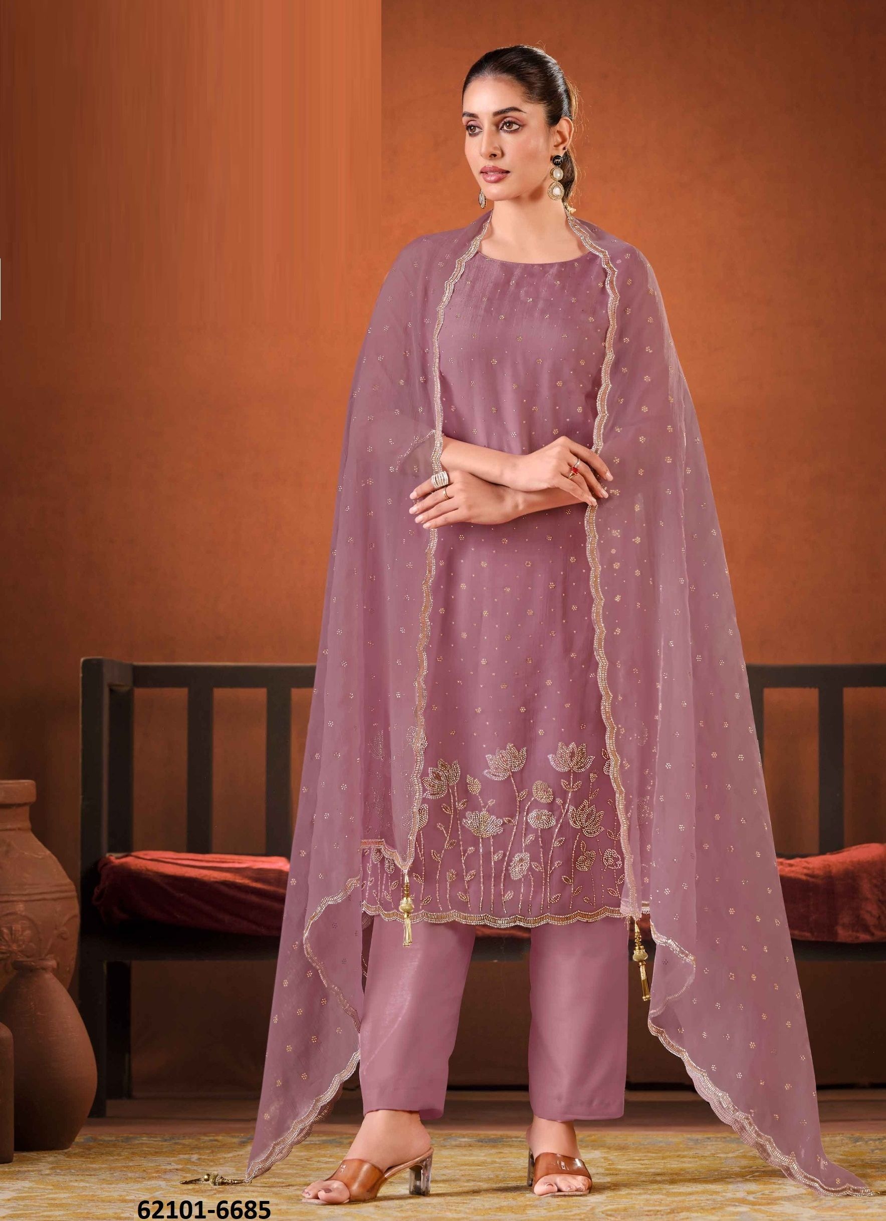SOLITAIRE 2 - Catalog # 62101 (Set of 6 Semi-Stitched / Un-Stitched Suits) by Vipul Fashions