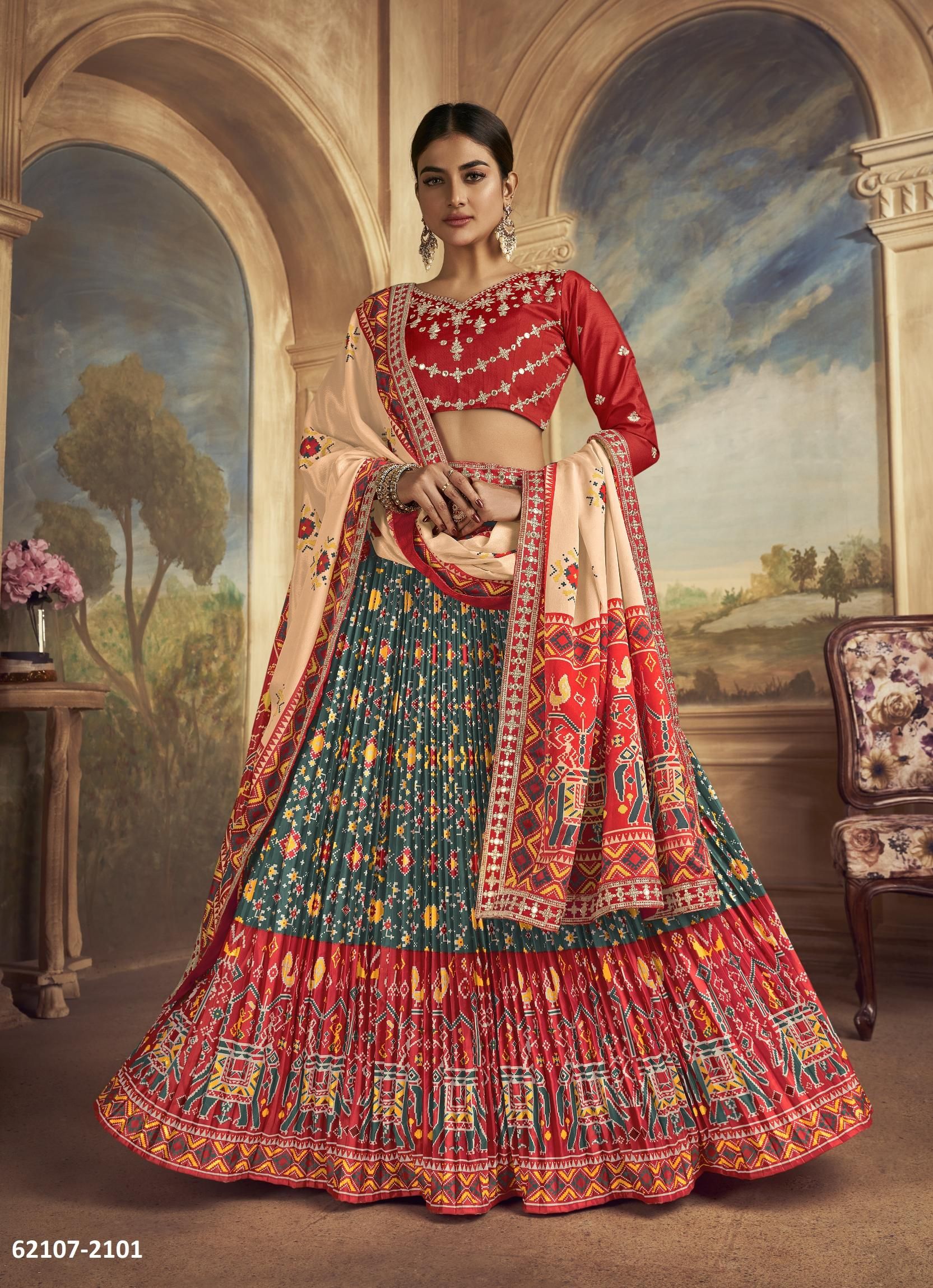 SATRANGI - Catalog # 62107 (Set of 9 Semi-Stitched Lehengas) by Kamakshi SATRANGI - Catalog # 62107 (Set of 9 Semi-Stitched Lehengas) by Kamakshi