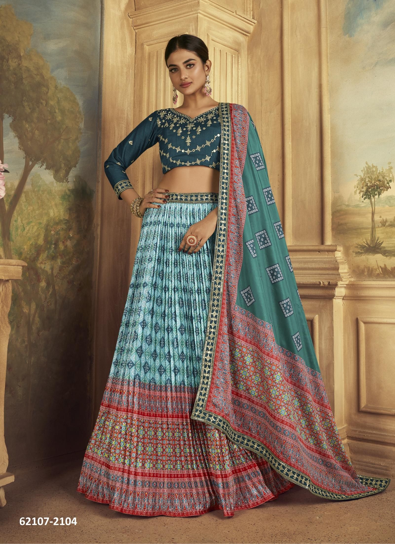 SATRANGI - Catalog # 62107 (Set of 9 Semi-Stitched Lehengas) by Kamakshi SATRANGI - Catalog # 62107 (Set of 9 Semi-Stitched Lehengas) by Kamakshi