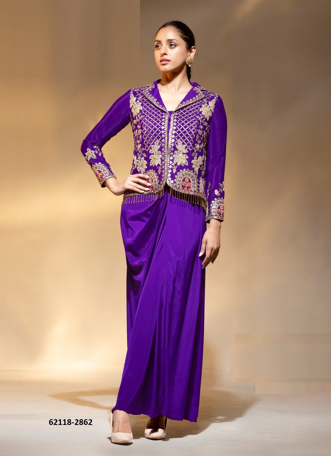 TAJ - Catalog # 62118 (Set of 3 Indo-Western Outfits) by Gulzar Couture