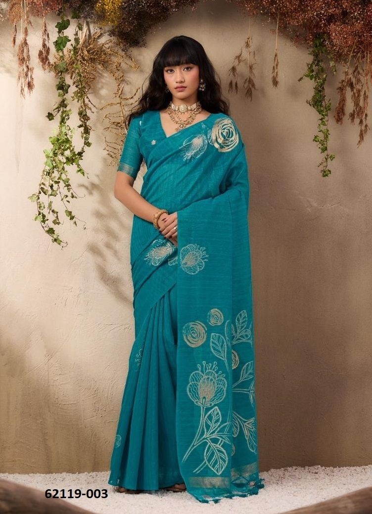 SENSATION SILK - Catalog # 62119 (Set of 6 Sarees) by Rajtex Fabrics
