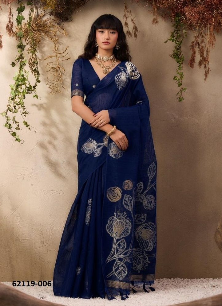 SENSATION SILK - Catalog # 62119 (Set of 6 Sarees) by Rajtex Fabrics