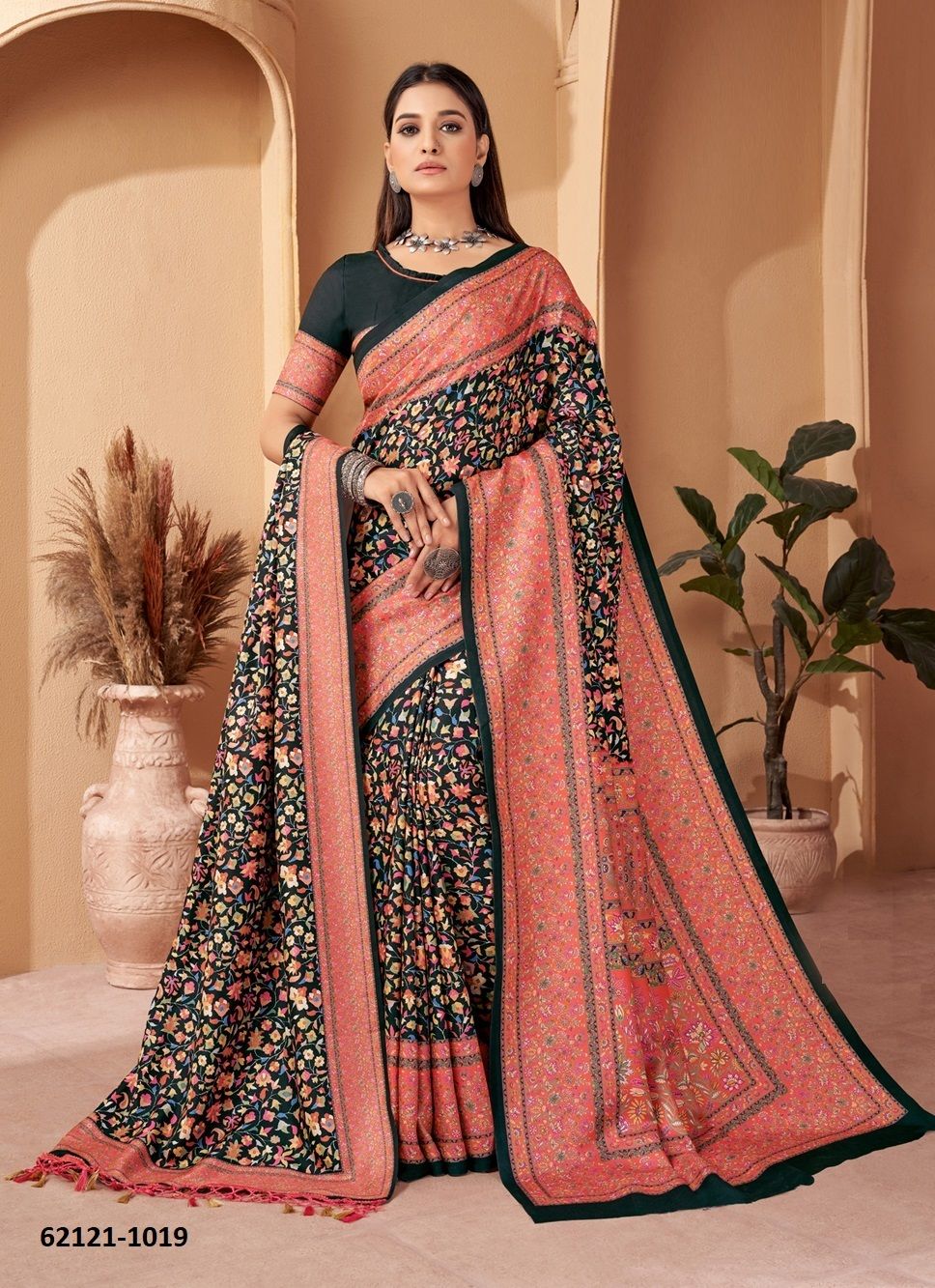 PASHMINA SAREES WITH SHAWL 3 - Catalog # 62121 (Set of 7 Sarees) by Meheriya PASHMINA SAREES WITH SHAWL 3 - Catalog # 62121 (Set of 7 Sarees) by Meheriya