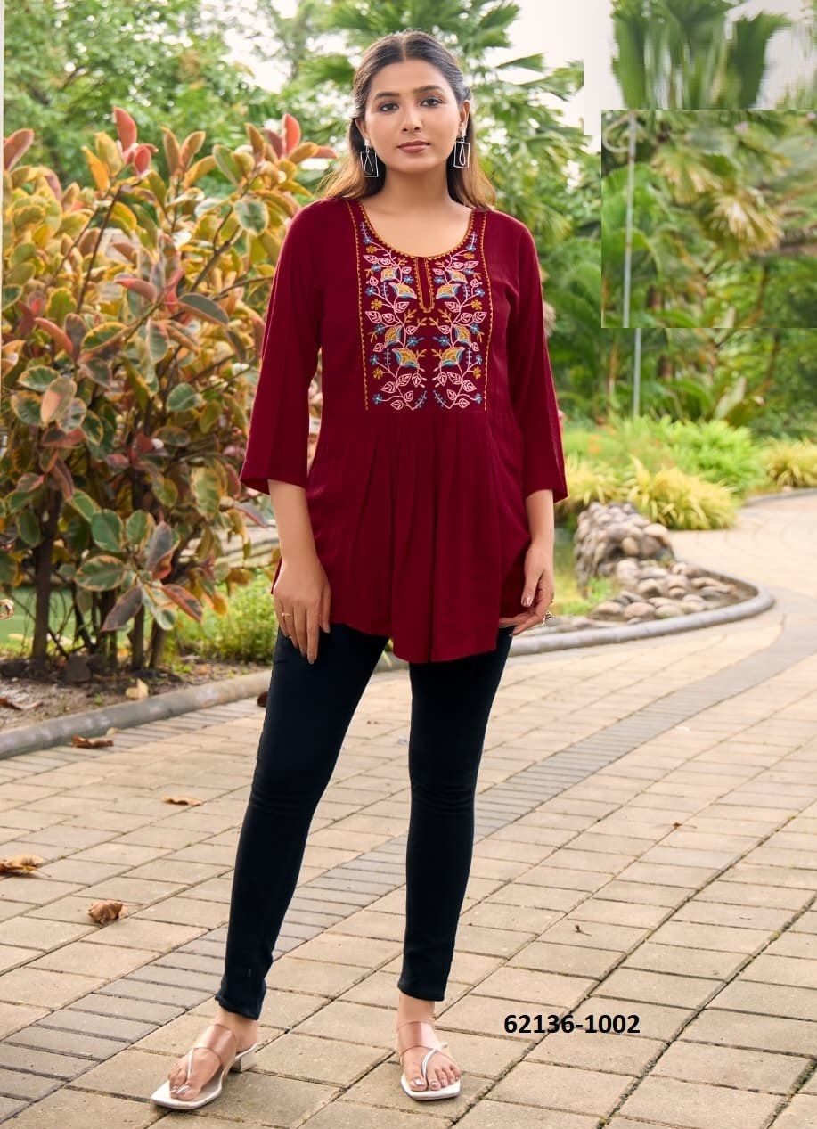 SANA 5 - Catalog # 62136 (Set of 8 Readymade Women's Kurtis / Tops) by Tips & Tops