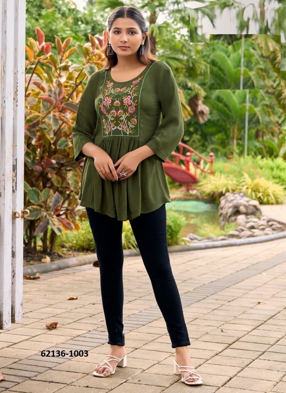 SANA 5 - Catalog # 62136 (Set of 8 Readymade Women's Kurtis / Tops) by Tips & Tops