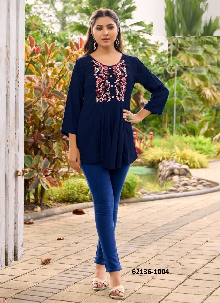 SANA 5 - Catalog # 62136 (Set of 8 Readymade Women's Kurtis / Tops) by Tips & Tops