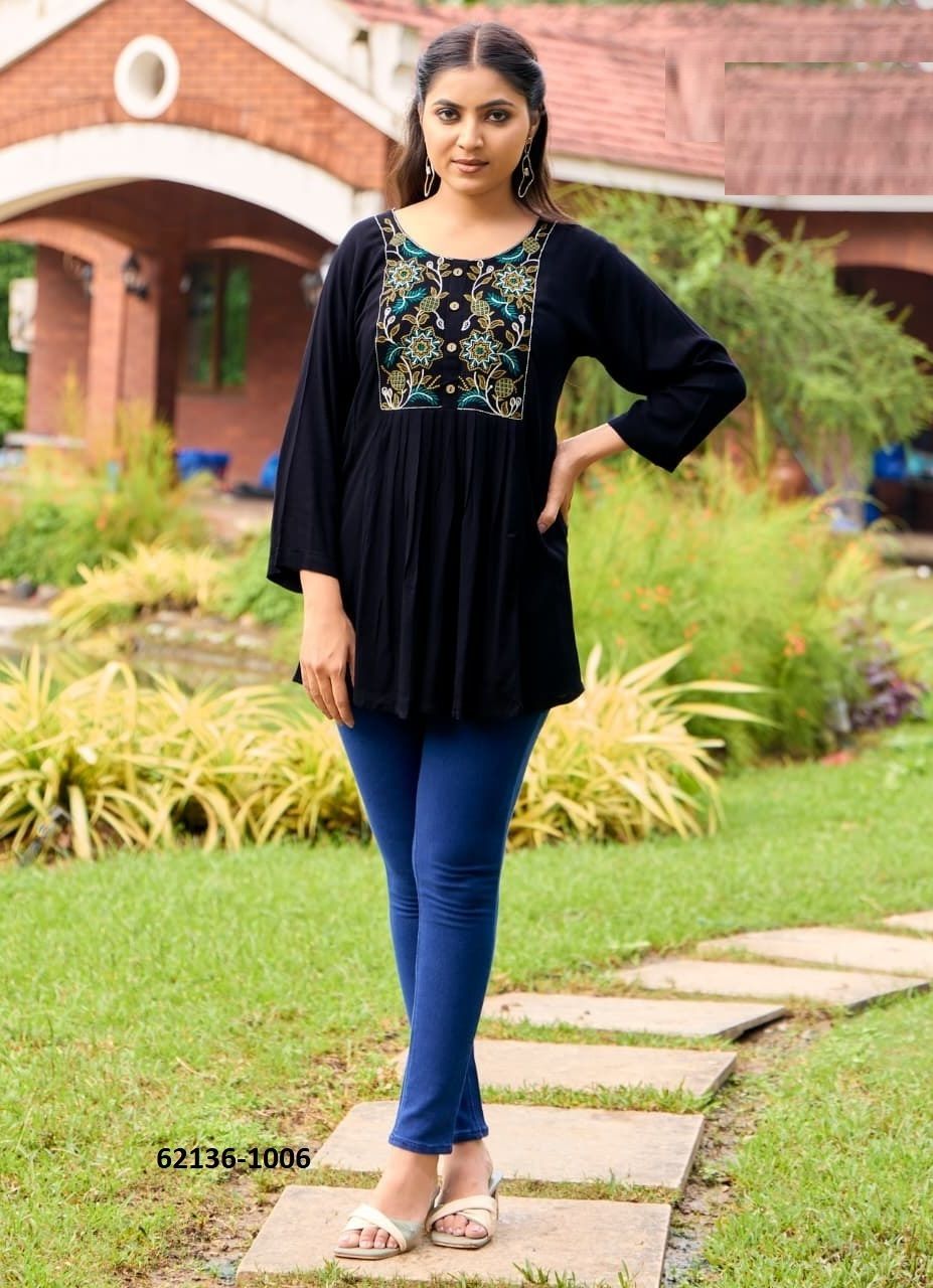 SANA 5 - Catalog # 62136 (Set of 8 Readymade Women's Kurtis / Tops) by Tips & Tops