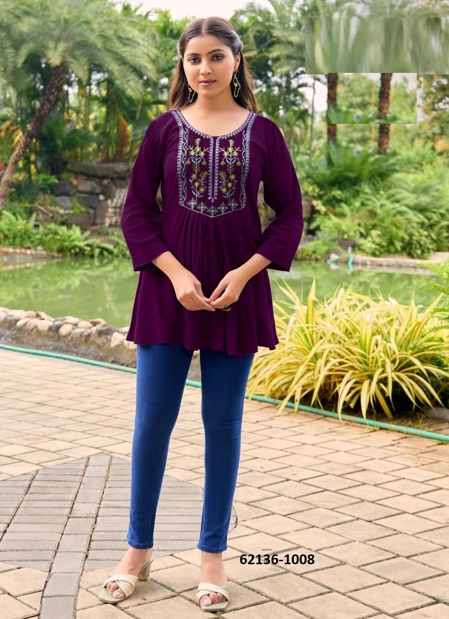 SANA 5 - Catalog # 62136 (Set of 8 Readymade Women's Kurtis / Tops) by Tips & Tops