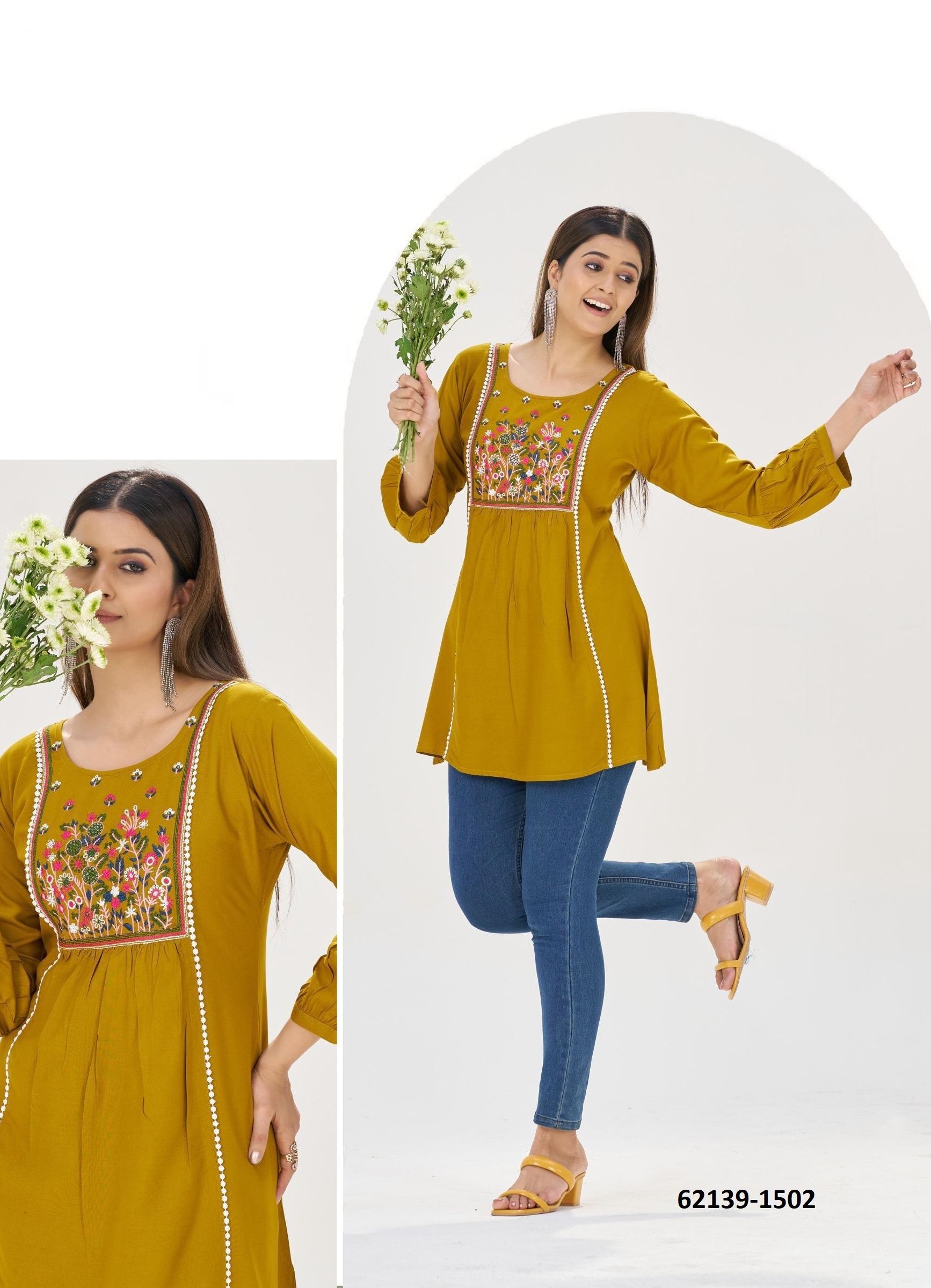SOFIA 15 - Catalog # 62139 (Set of 6 Readymade Women's Kurtis / Tops) by Blue Hills SOFIA 15 - Catalog # 62139 (Set of 6 Readymade Women's Kurtis / Tops) by Blue Hills