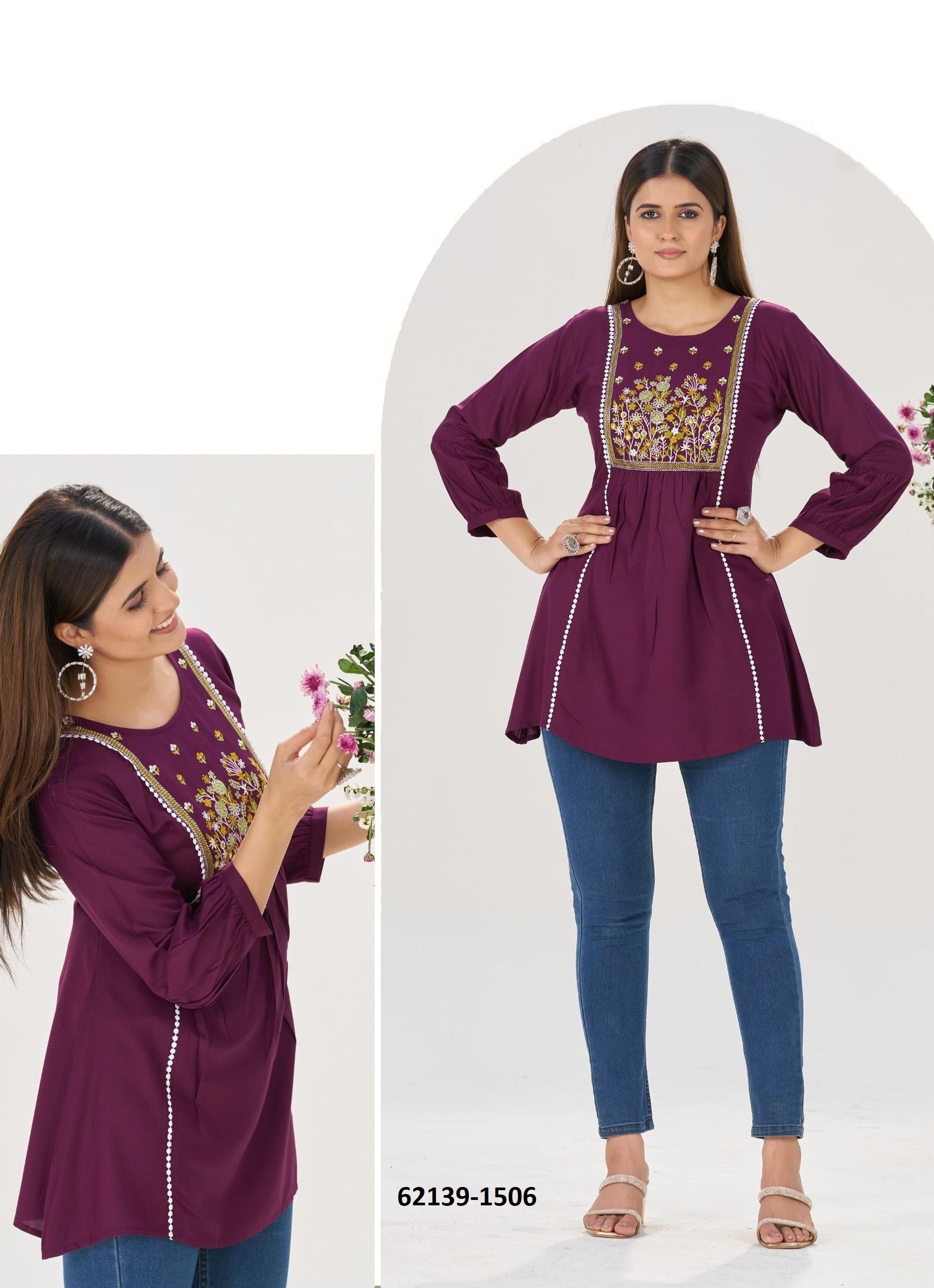 SOFIA 15 - Catalog # 62139 (Set of 6 Readymade Women's Kurtis / Tops) by Blue Hills SOFIA 15 - Catalog # 62139 (Set of 6 Readymade Women's Kurtis / Tops) by Blue Hills