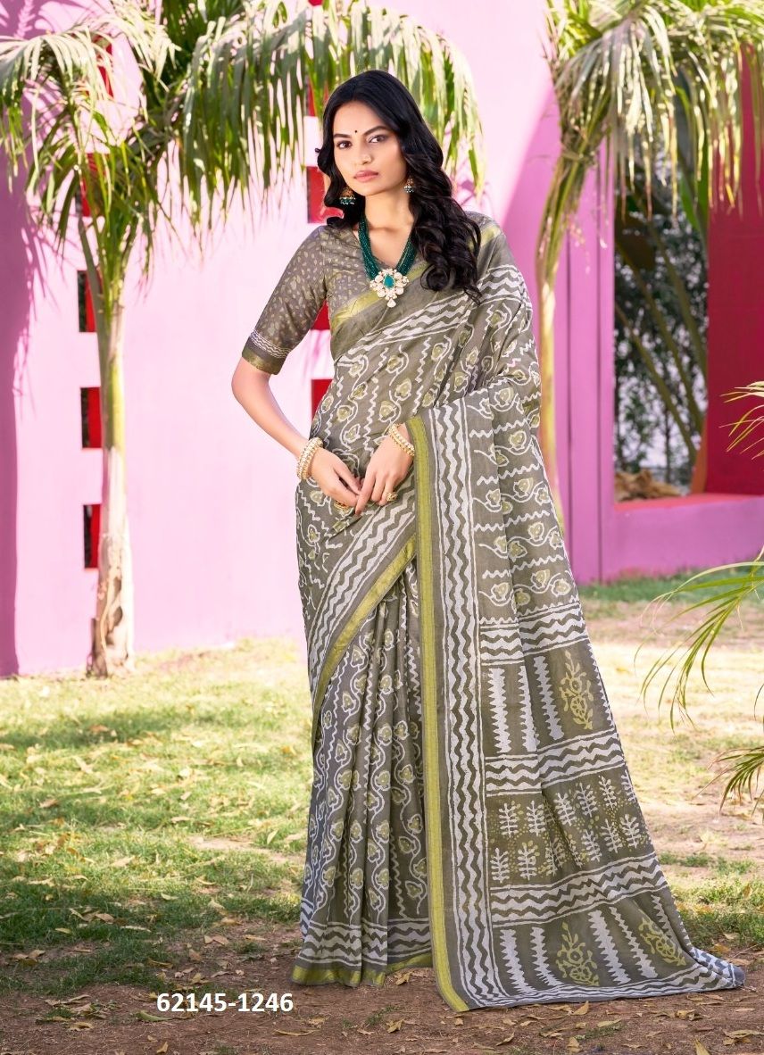 MUL-MUL COTTON PURE - Catalog # 62145 (Set of 10 Sarees) by Jagraasa