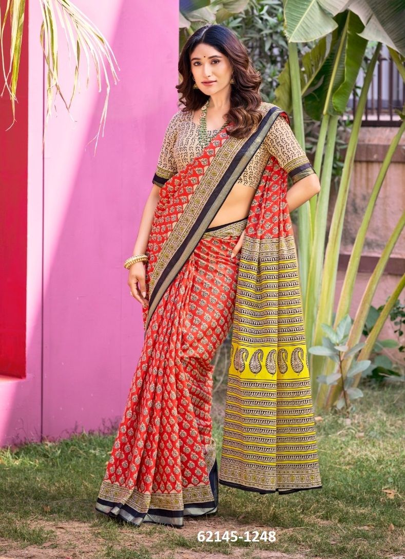 MUL-MUL COTTON PURE - Catalog # 62145 (Set of 10 Sarees) by Jagraasa