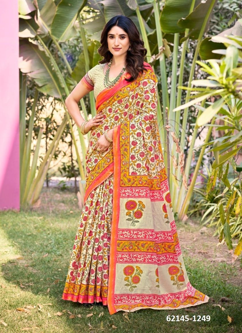MUL-MUL COTTON PURE - Catalog # 62145 (Set of 10 Sarees) by Jagraasa