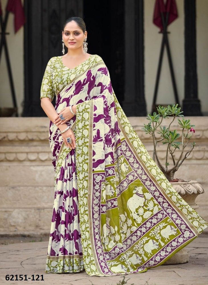 KALAKURTI - Catalog # 62151 (Set of 4 Sarees) by Serengeti KALAKURTI - Catalog # 62151 (Set of 4 Sarees) by Serengeti