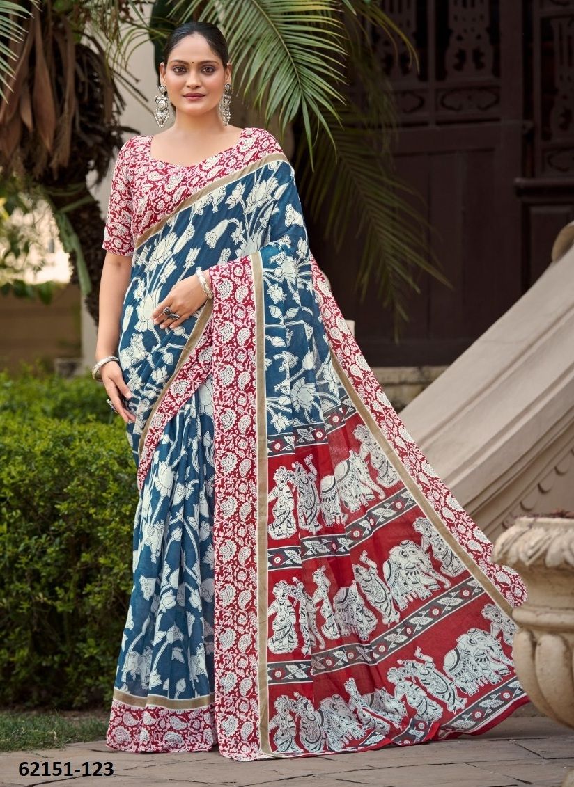 KALAKURTI - Catalog # 62151 (Set of 4 Sarees) by Serengeti KALAKURTI - Catalog # 62151 (Set of 4 Sarees) by Serengeti