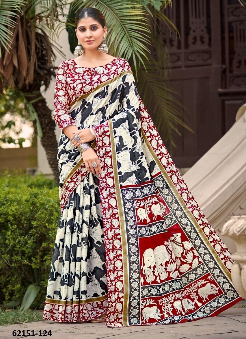 KALAKURTI - Catalog # 62151 (Set of 4 Sarees) by Serengeti KALAKURTI - Catalog # 62151 (Set of 4 Sarees) by Serengeti