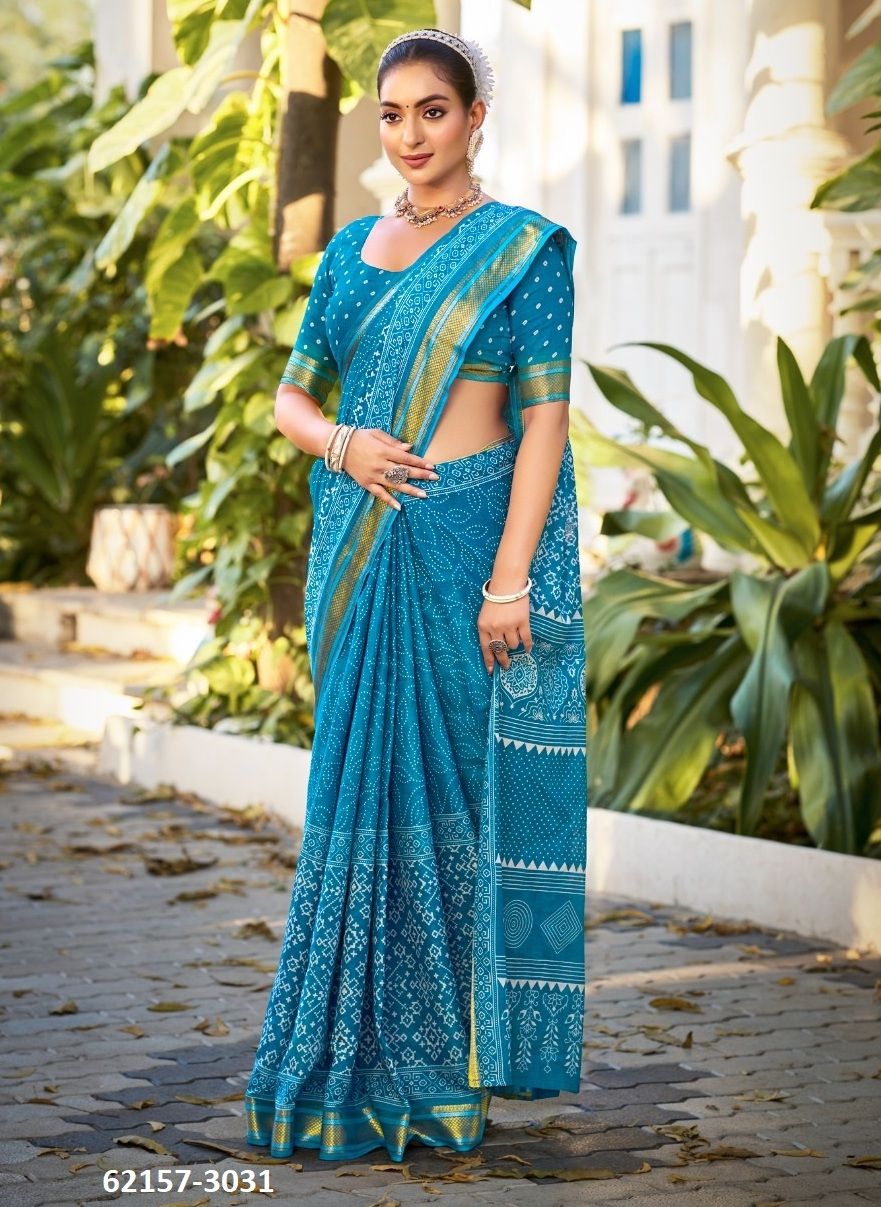 PURE MAL MAL COTTON CHATAI BORDER - Catalog # 62157 (Set of 24 Sarees) by Desi Muse PURE MAL MAL COTTON CHATAI BORDER - Catalog # 62157 (Set of 24 Sarees) by Desi Muse