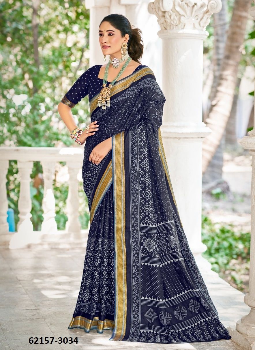 PURE MAL MAL COTTON CHATAI BORDER - Catalog # 62157 (Set of 24 Sarees) by Desi Muse PURE MAL MAL COTTON CHATAI BORDER - Catalog # 62157 (Set of 24 Sarees) by Desi Muse