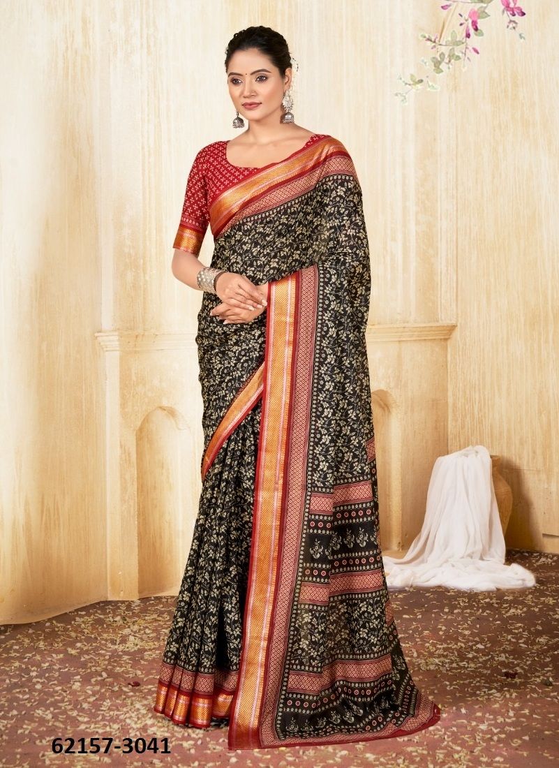 PURE MAL MAL COTTON CHATAI BORDER - Catalog # 62157 (Set of 24 Sarees) by Desi Muse PURE MAL MAL COTTON CHATAI BORDER - Catalog # 62157 (Set of 24 Sarees) by Desi Muse